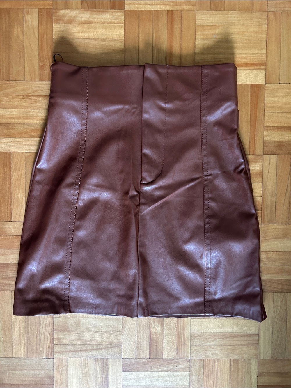 Zara Chocolate Brown Faux Leather Mini Skirt